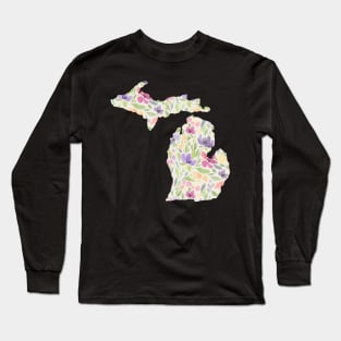 Michigan Silhouette Florals Long Sleeve T-Shirt